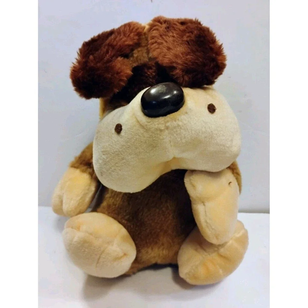 Vtg 1984 Animal Toy Imports Brooklyn NY Dog Plush Big Jowls Shar Pei Brown 12